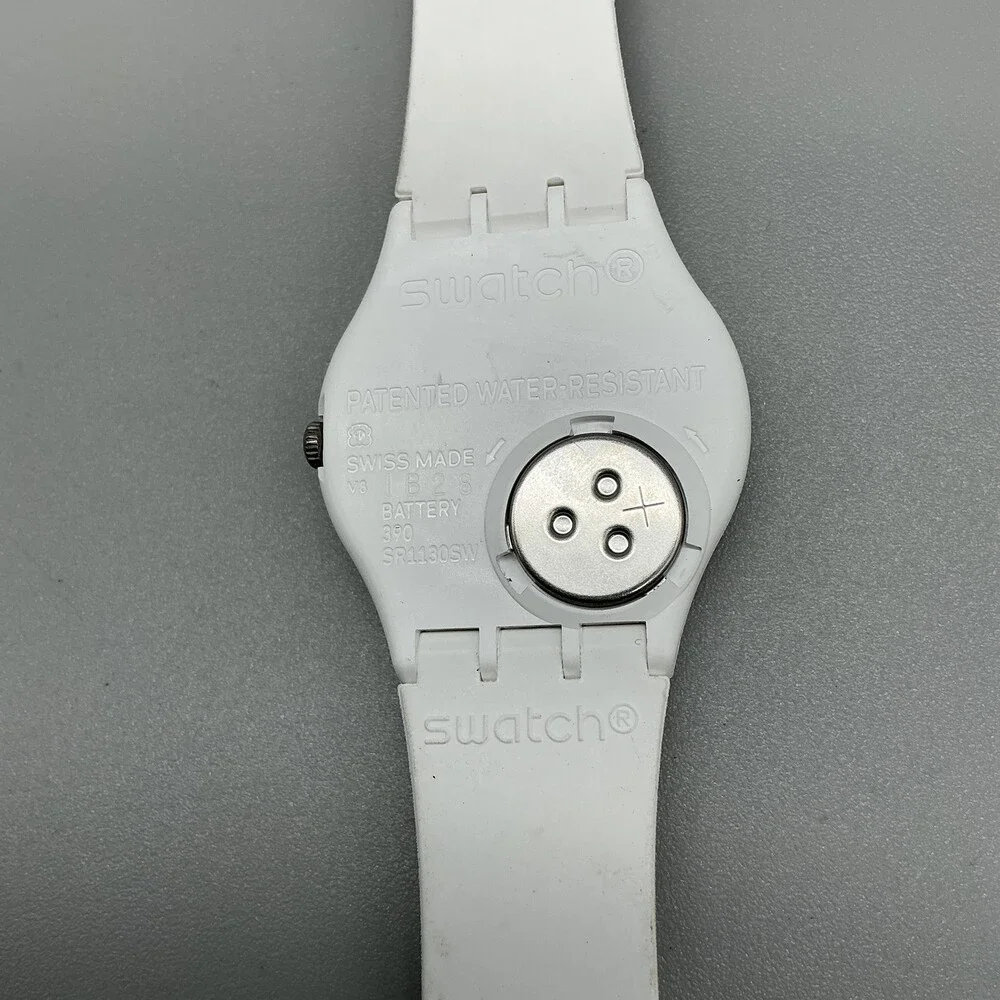 Swatch Womens Watch 34mm Spot White Skeleton Dial Silicone Swiss